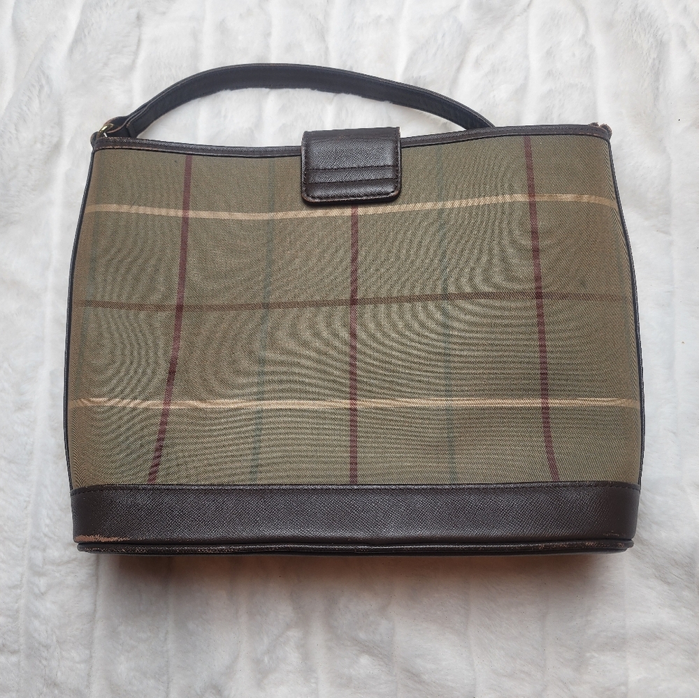 Vinatge Burberry Green and Brown Shoulder Bag - Picture 2 of 11